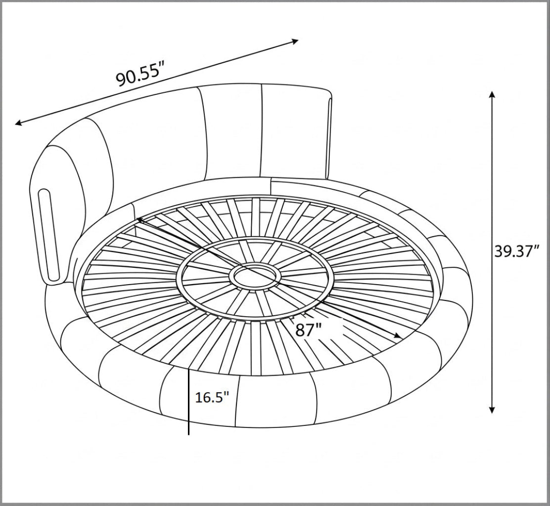 Modern Leather Round Bed With LED Lights