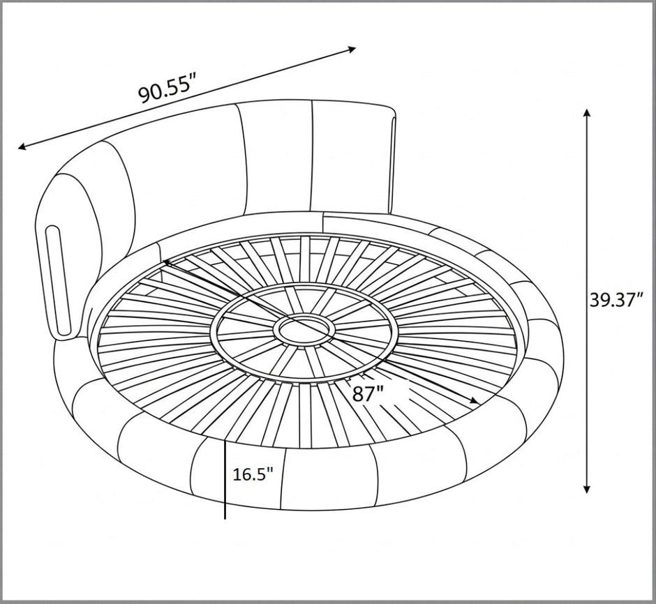 Modern Leather Round Bed With LED Lights