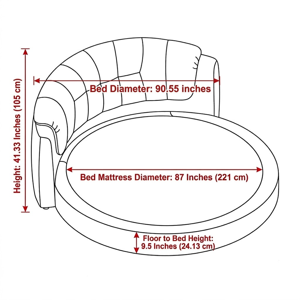 LED Leather Round Bed