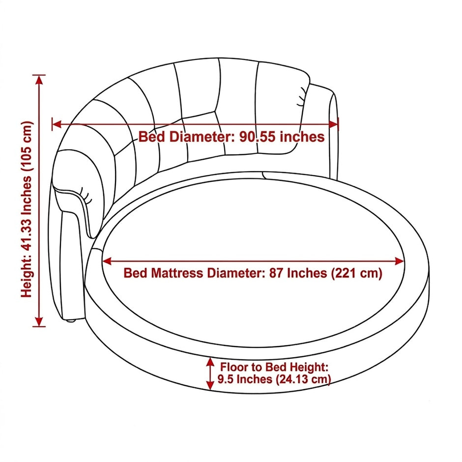 LED Leather Round Bed