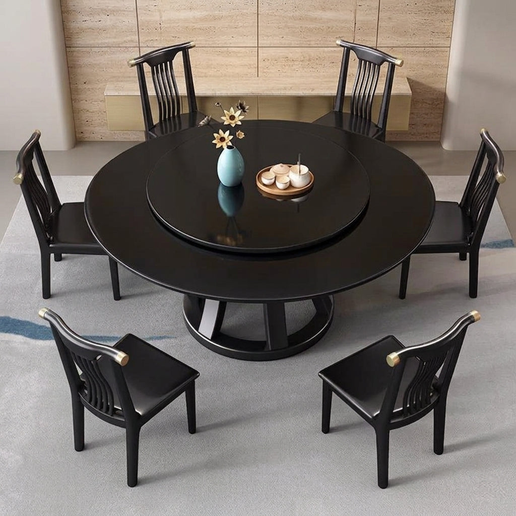 Round Wooden Dining Table Set With 6 Chairs / Ruchi