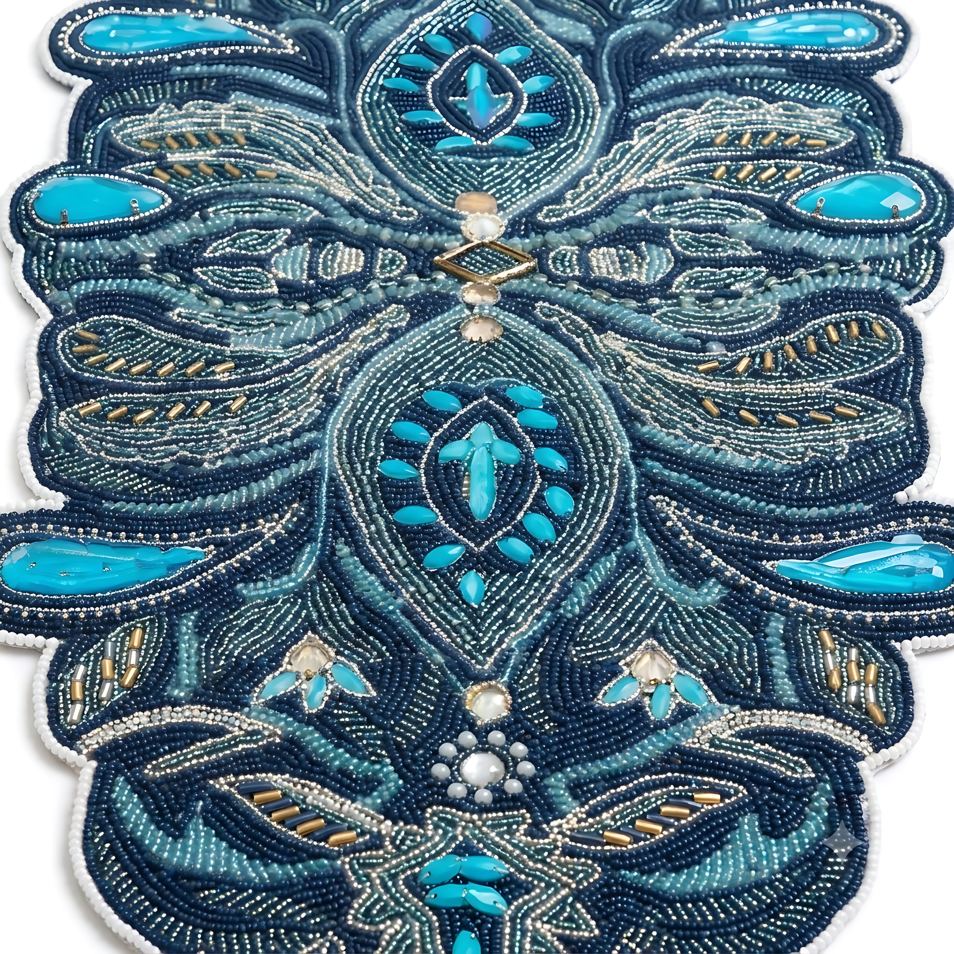 Layered Gemstone & Beadwork Contour Table Runner / Ruchi