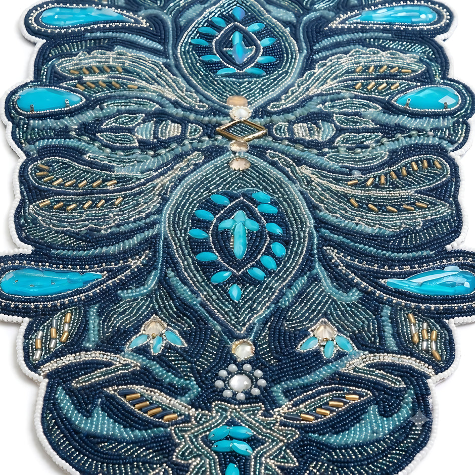 Layered Gemstone & Beadwork Contour Table Runner / Ruchi