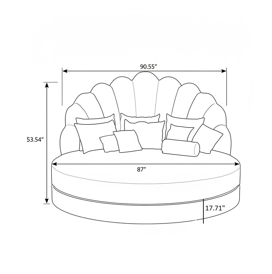 Luxury Velvet Round Bed