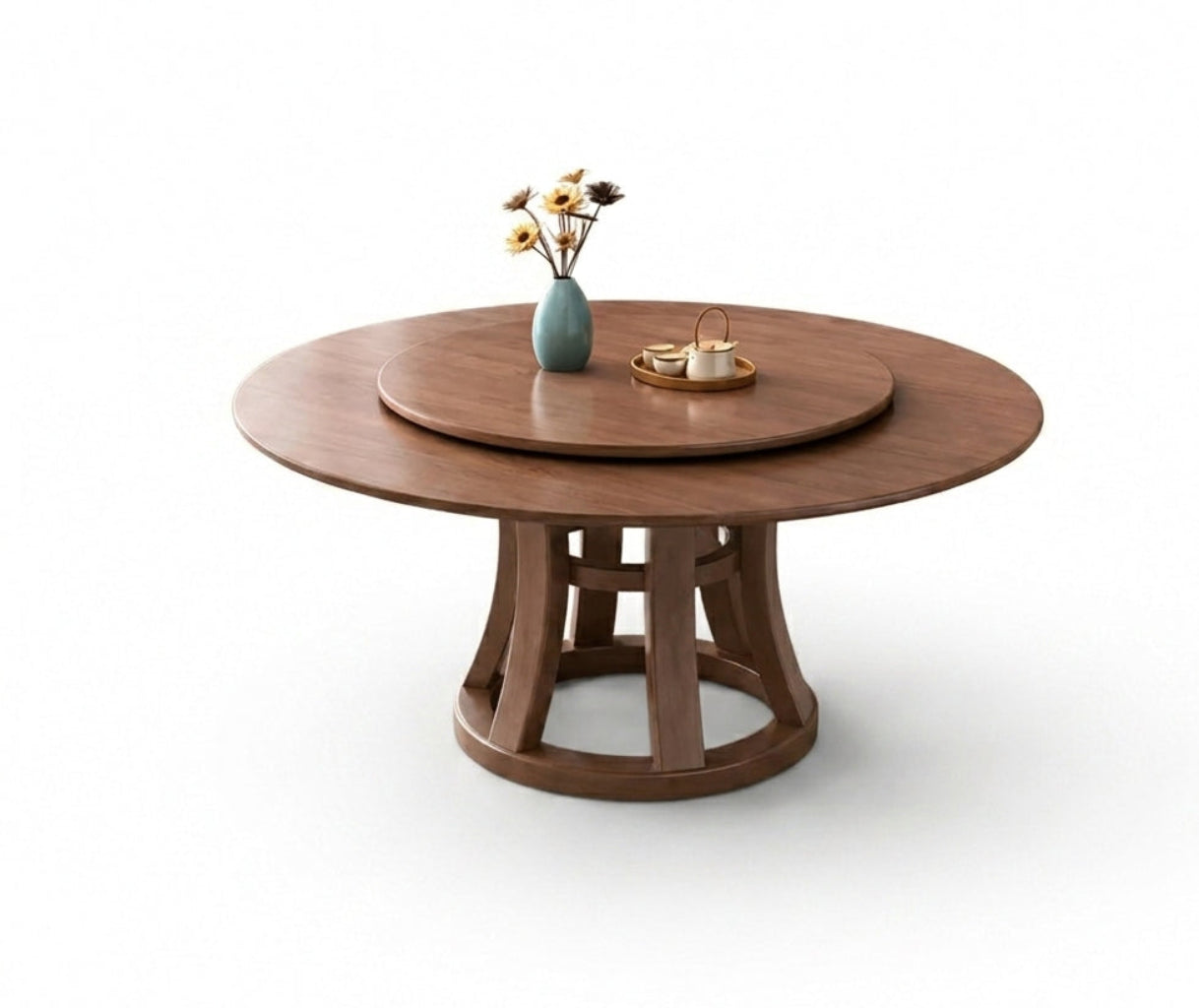 Round Wooden Dining Table Set With 6 Chairs