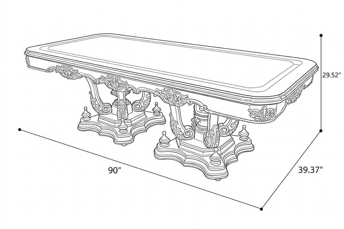90-Inch European Wooden Dining Set For 8