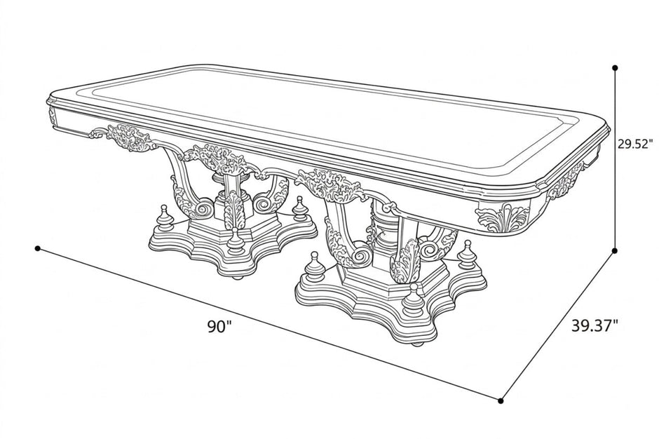 90-Inch European Wooden Dining Set For 8