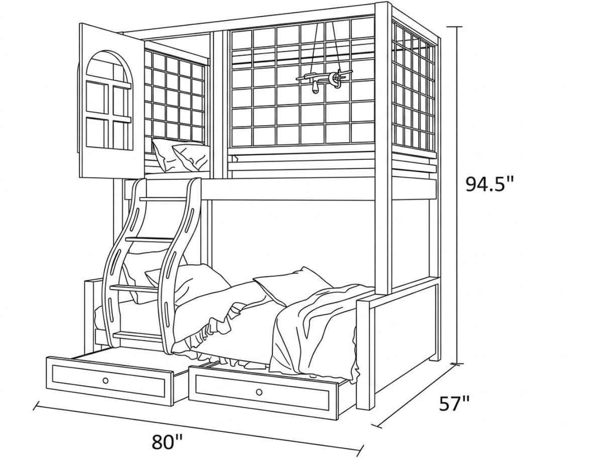 Modern Wooden Kids Bunk Bed / Ruchi