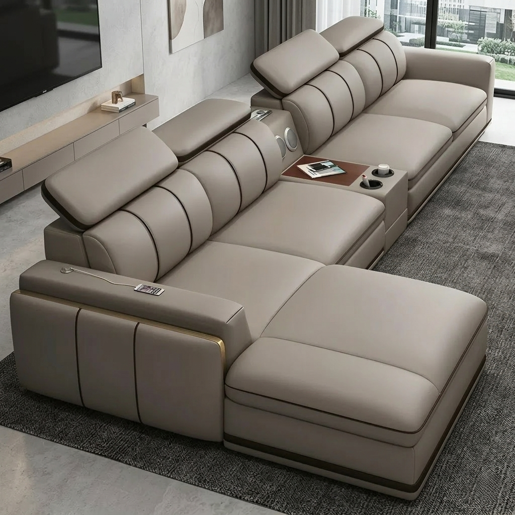 Multi-functional Sectional Leather Sofa