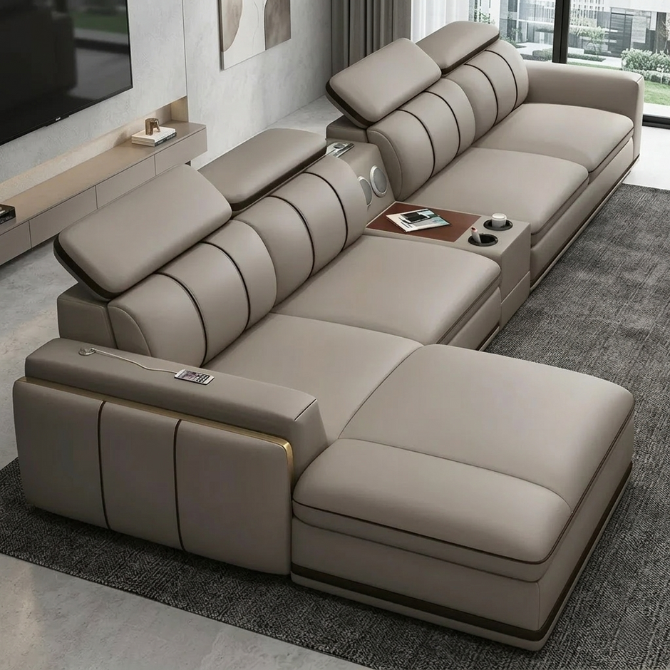 Multi-functional Sectional Leather Sofa