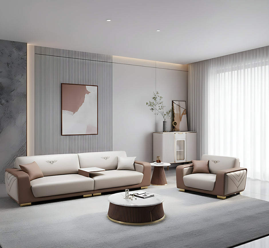 Modern Italian Style Leather Sofa Set / Ruchi