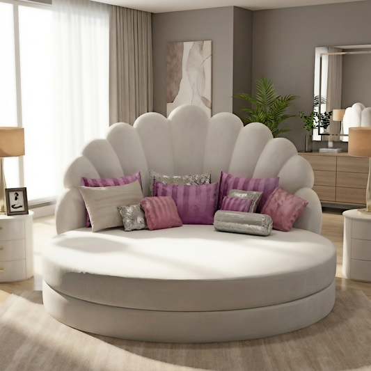 Luxury Velvet Round Bed