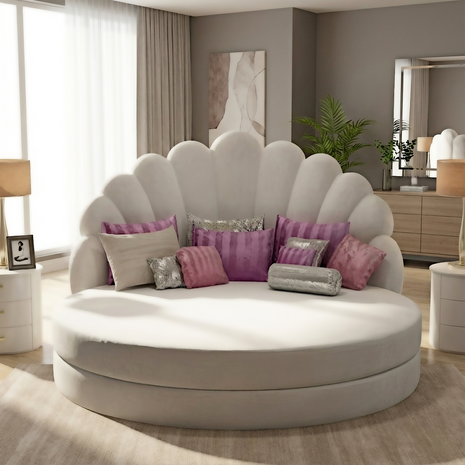 Luxury Velvet Round Bed