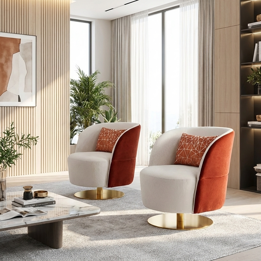 Swivel Design Metal Base Fabric Sofa Chair / Ruchi