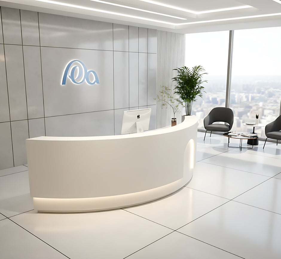 Modern LED 105 Inch Curved Wooden Reception Desk / Ruchi 