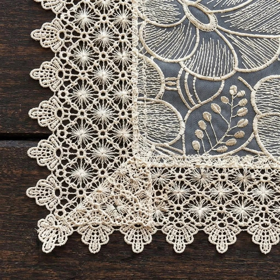 Cotton Linen Floral Design Placemat Set of 5 / Ruchi 