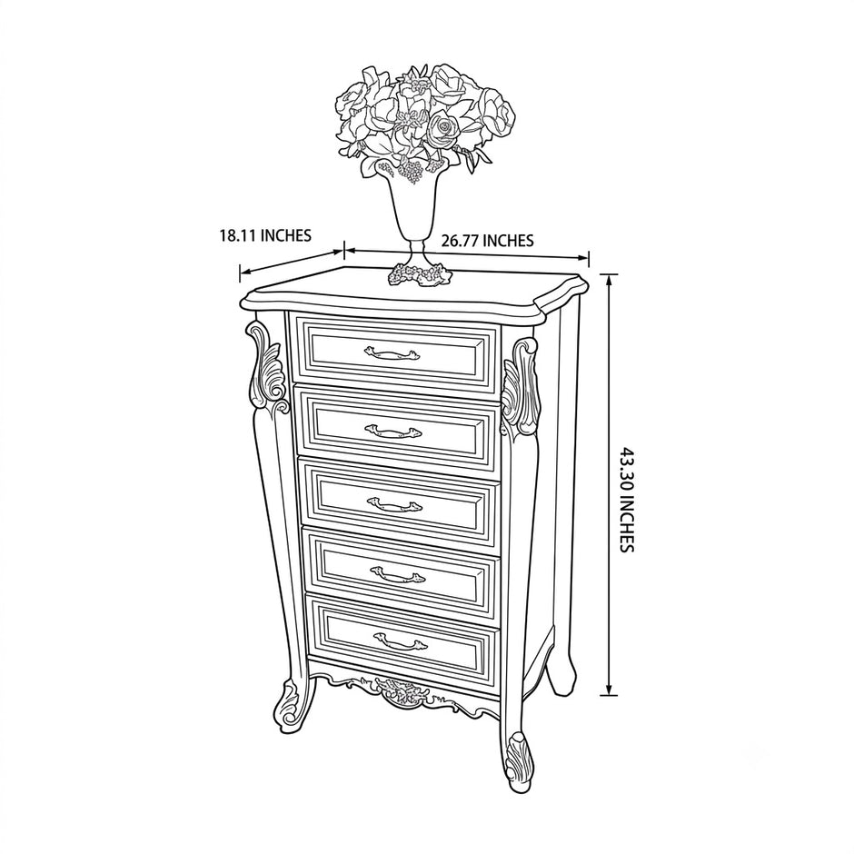 European Wooden Drawers Chest
