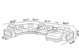 U-Shaped LED Leather Sectional Sofa With Chaise / Ruchi
