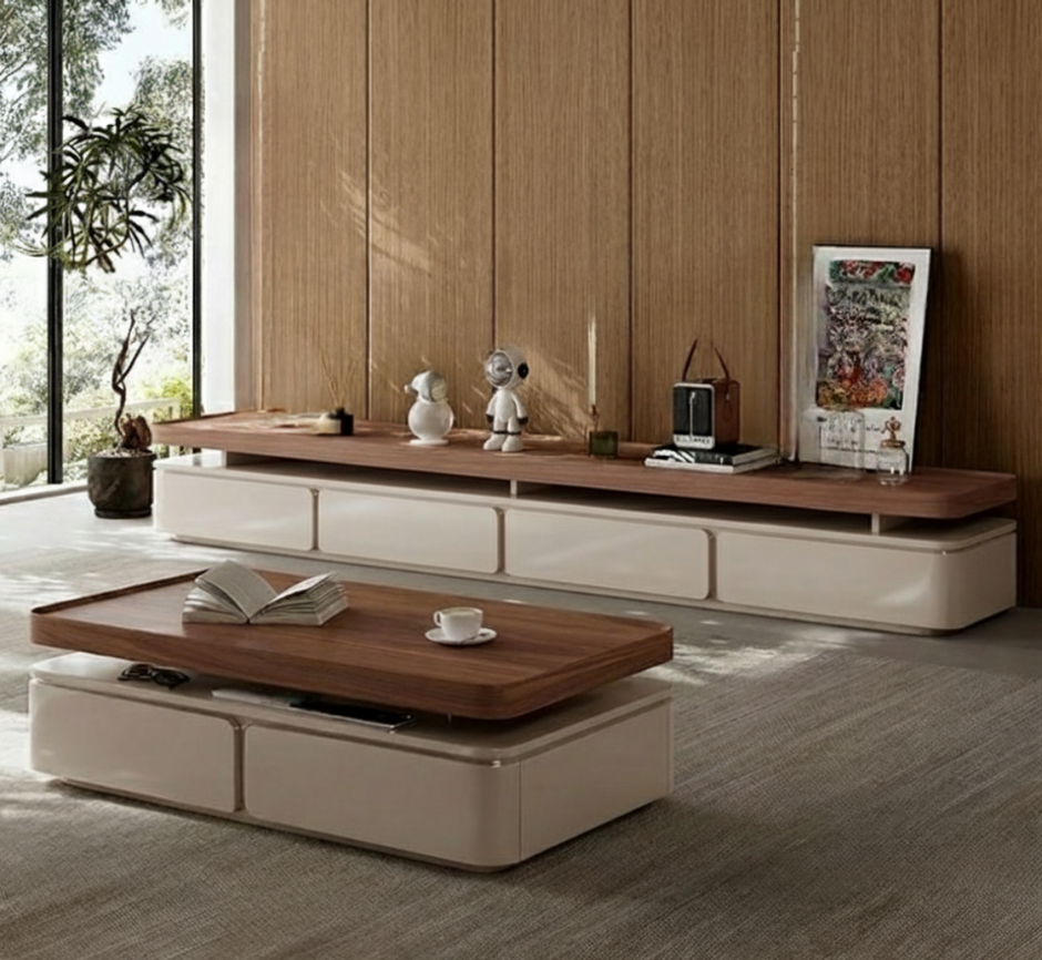 Set Of Wooden Coffee Table & TV Stand