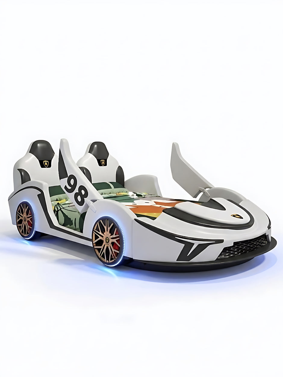 LED Car Leather Kids Bed With Storage / Ruchi