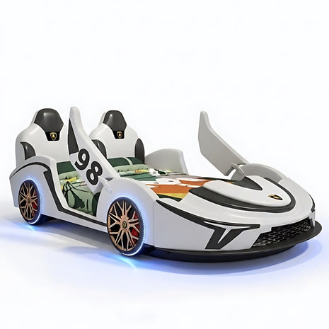 LED Car Leather Kids Bed With Storage / Ruchi