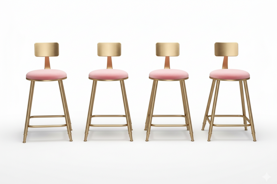 Fabric Bar Stools Set of 4 / Ruchi
