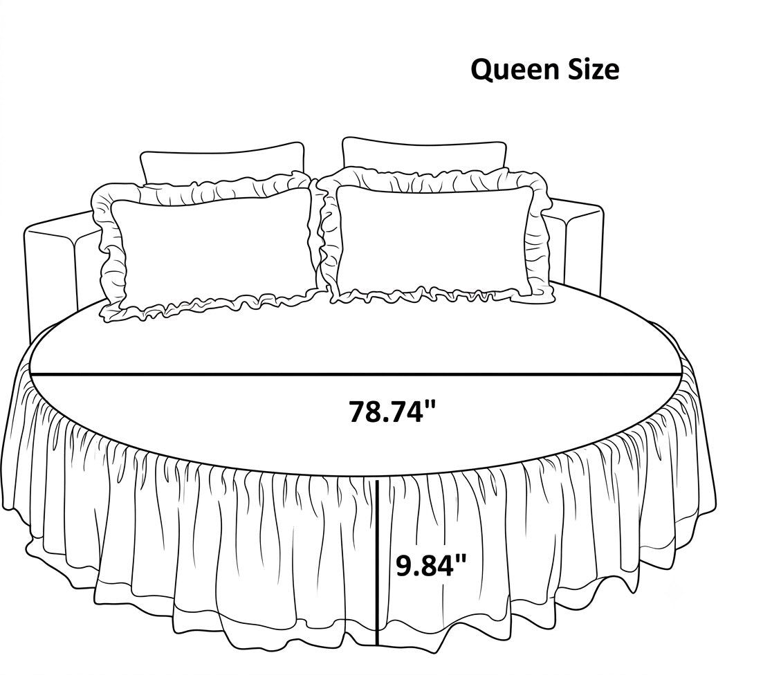 Cotton Round Bedsheet Skirt And Pillowcases / Ruchi