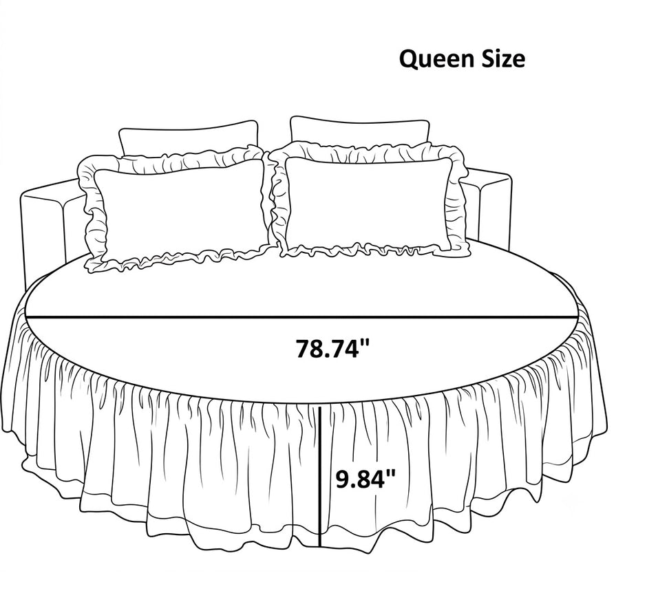 Cotton Round Bedsheet Skirt And Pillowcases / Ruchi