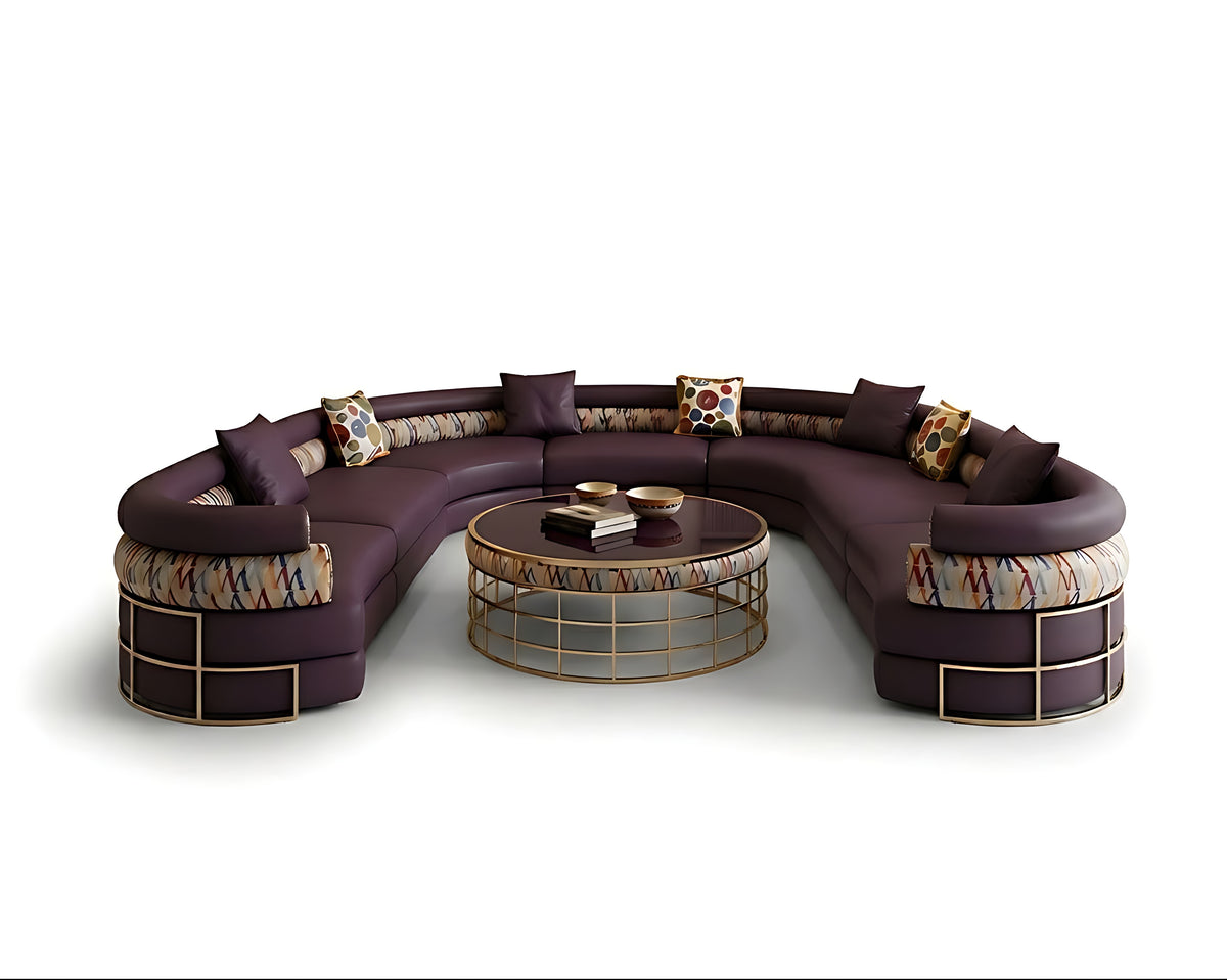 Multicolor U-Shaped Leather Sectional Round Sofa / Ruchi