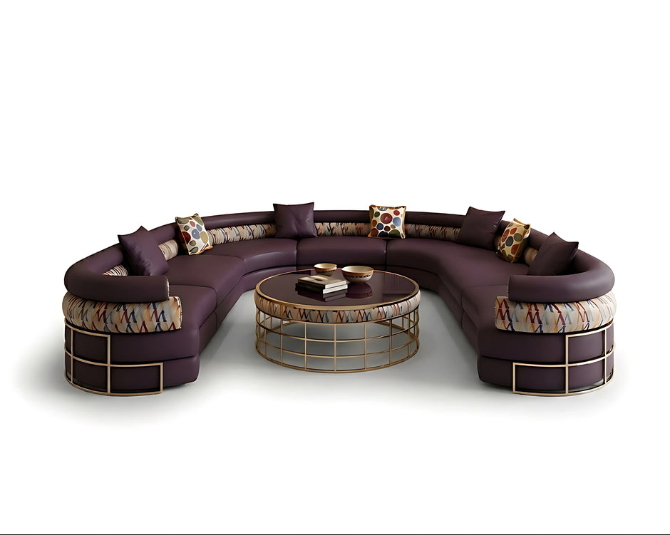 Multicolor U-Shaped Leather Sectional Round Sofa / Ruchi