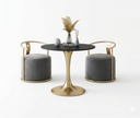 Round Table With 2 Piece Velvet Accent Chairs