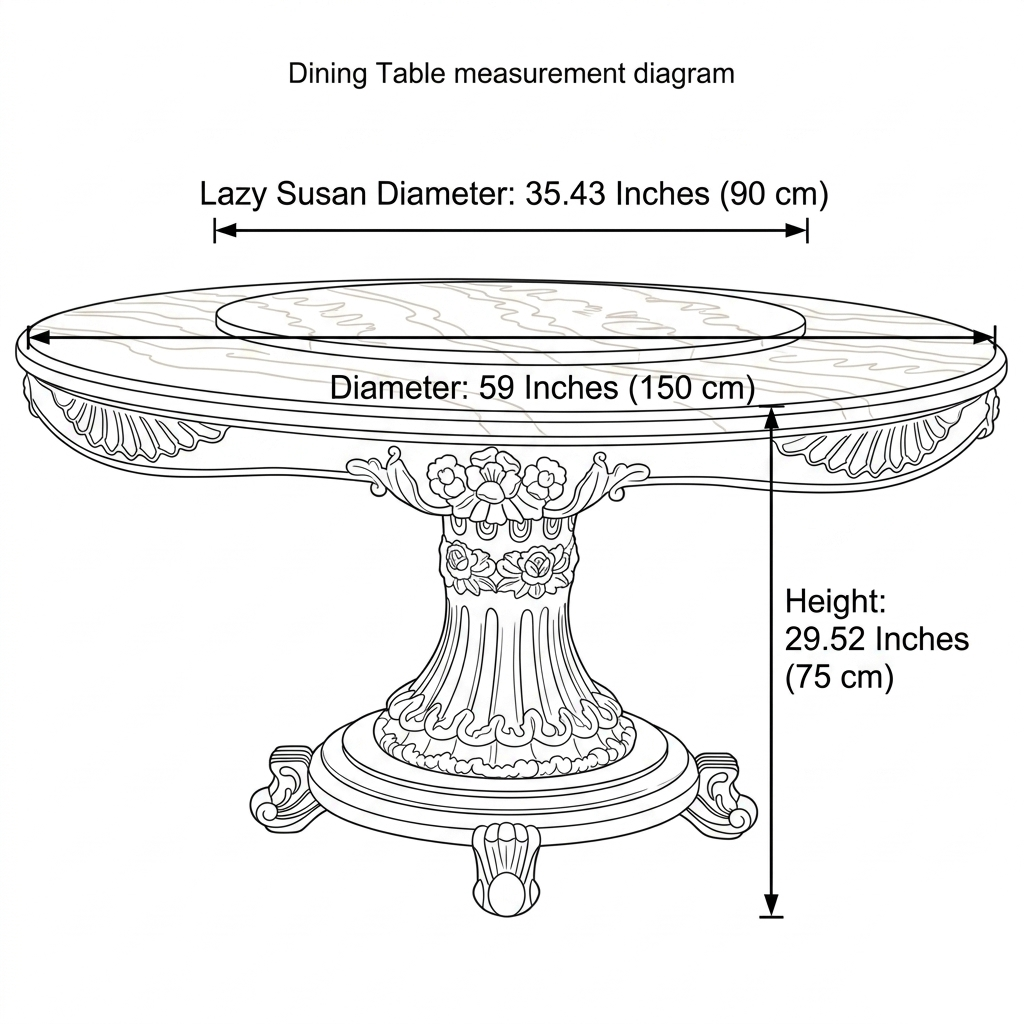 Round European Marble Top Dining Table Set / Ruchi 