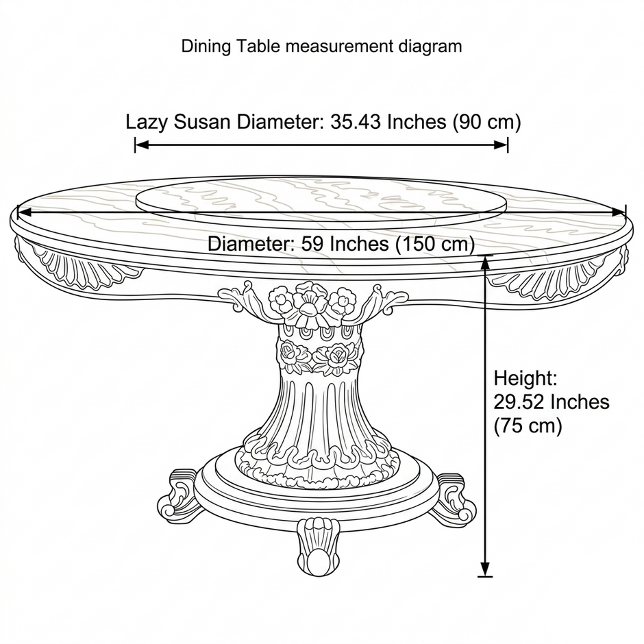 Round European Marble Top Dining Table Set / Ruchi 