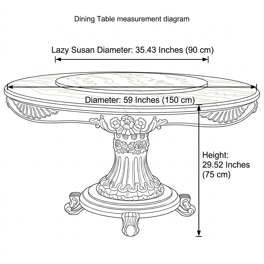 Round European Marble Top Dining Table Set