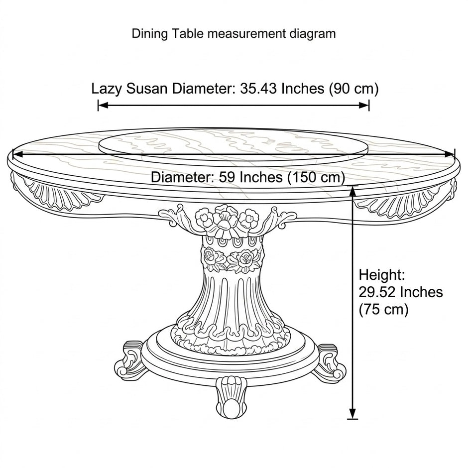 Round European Marble Top Dining Table Set