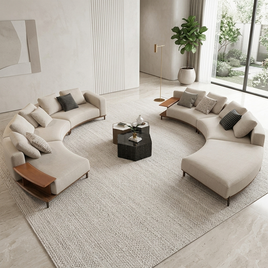 2 Piece Linen Fabric Curved Sectional Sofa / Ruchi