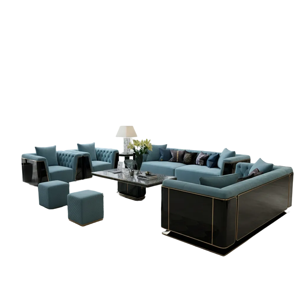 Modern Glossy Velvet Fabric Sofa Set / Ruchi