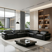 Power Reclining Leather Sectional Sofa With LED / Ruchi
