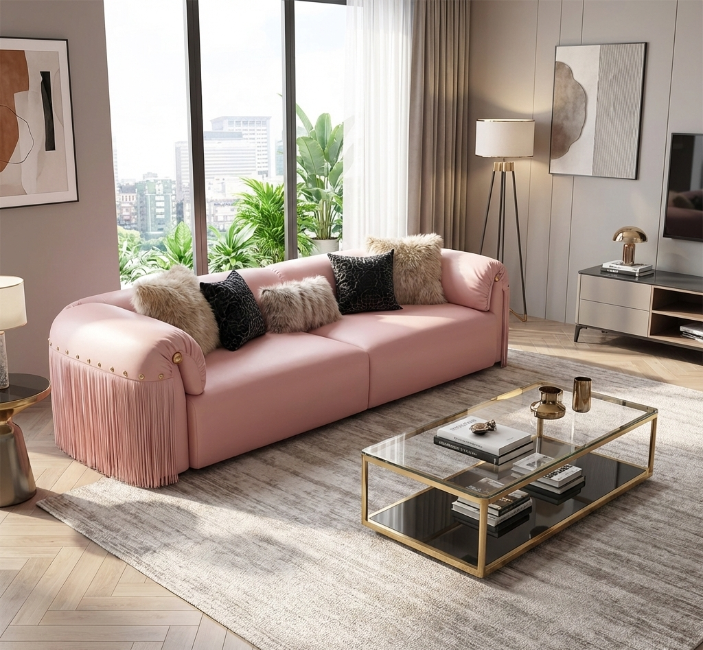 Italian Style Leather Sofa / Ruchi