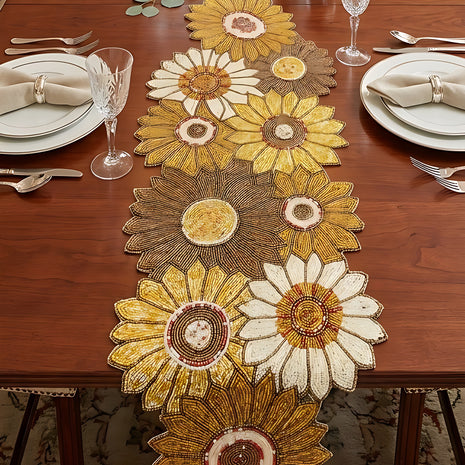 Colorful Sunflower Beaded Table Runner / Ruchi