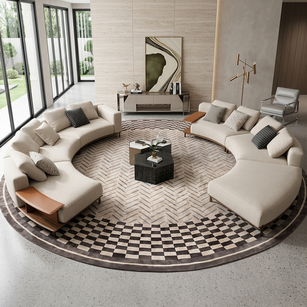 2 Piece Linen Fabric Curved Sectional Sofa / Ruchi