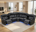 Multifunctional Electric Recliner LED Sectional Leather Sofa / Ruchi