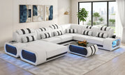 Leather Sectional Sofa With LED Lights