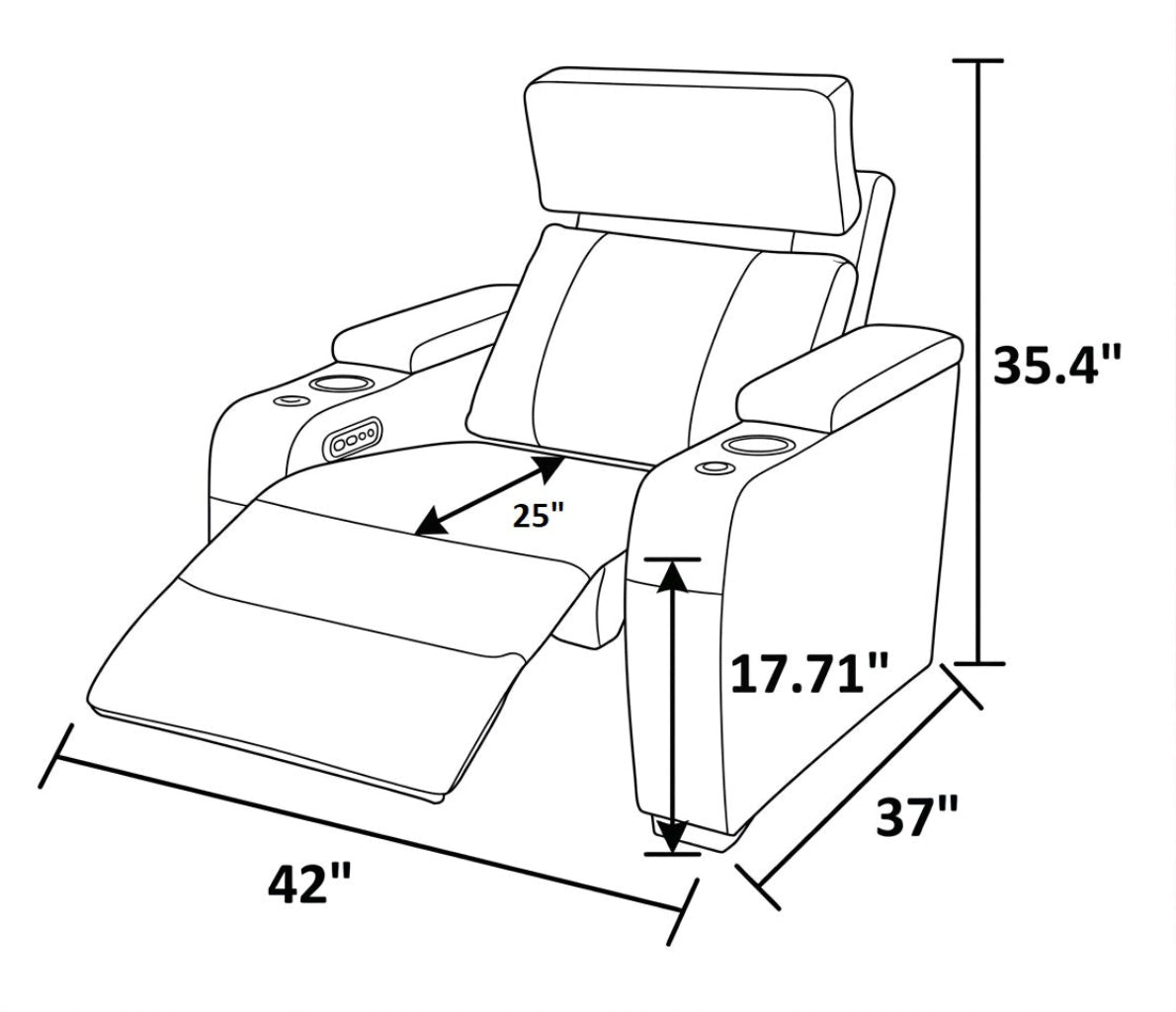 Multifunctional Theater LED Leather Power Recliner Sofa / Ruchi