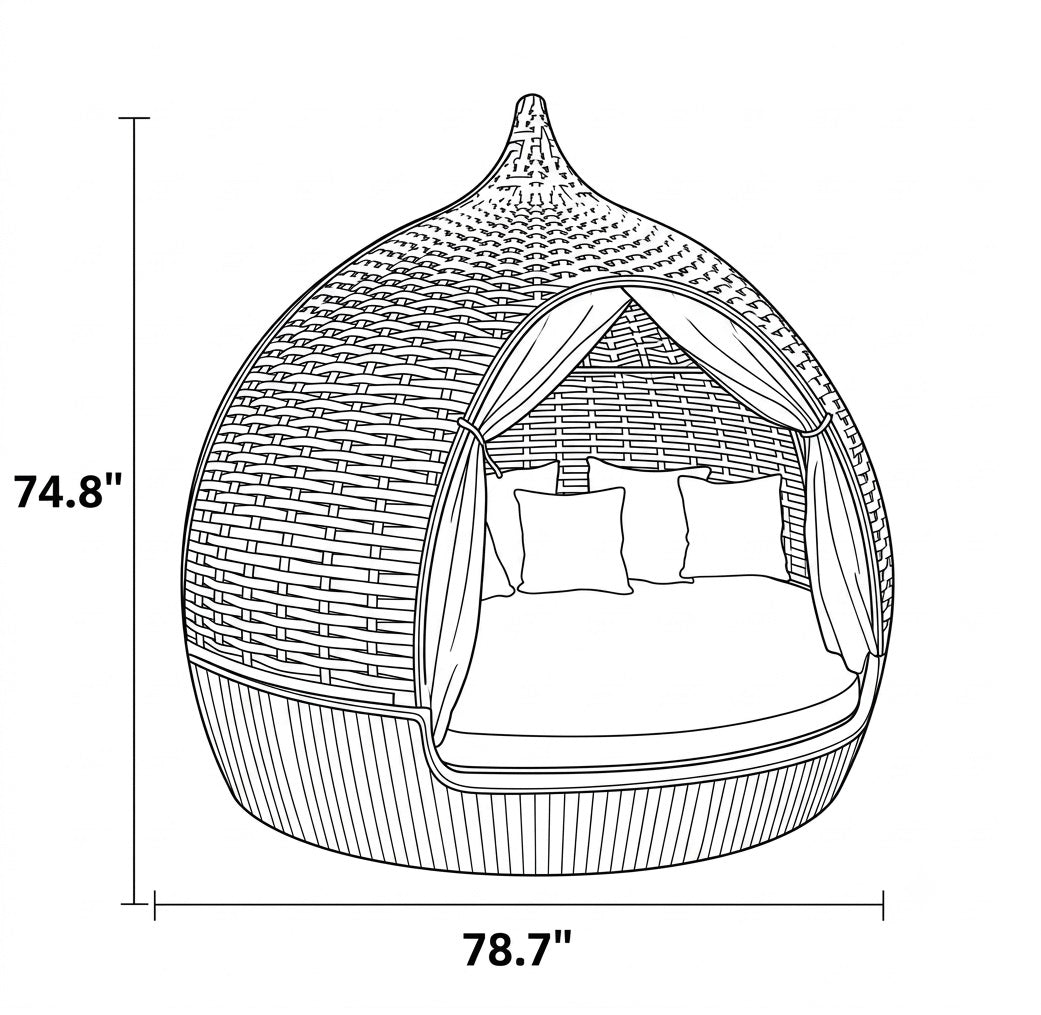 Rattan Round Outdoor Day Bed / Ruchi