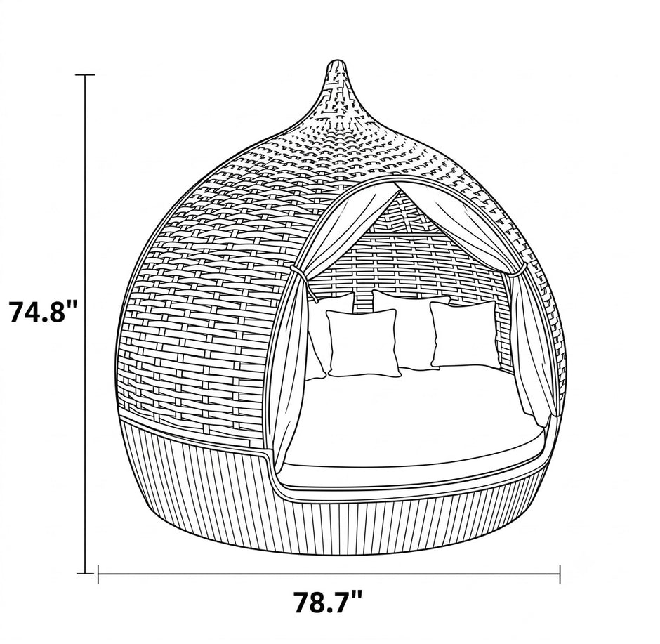 Rattan Round Outdoor Day Bed / Ruchi