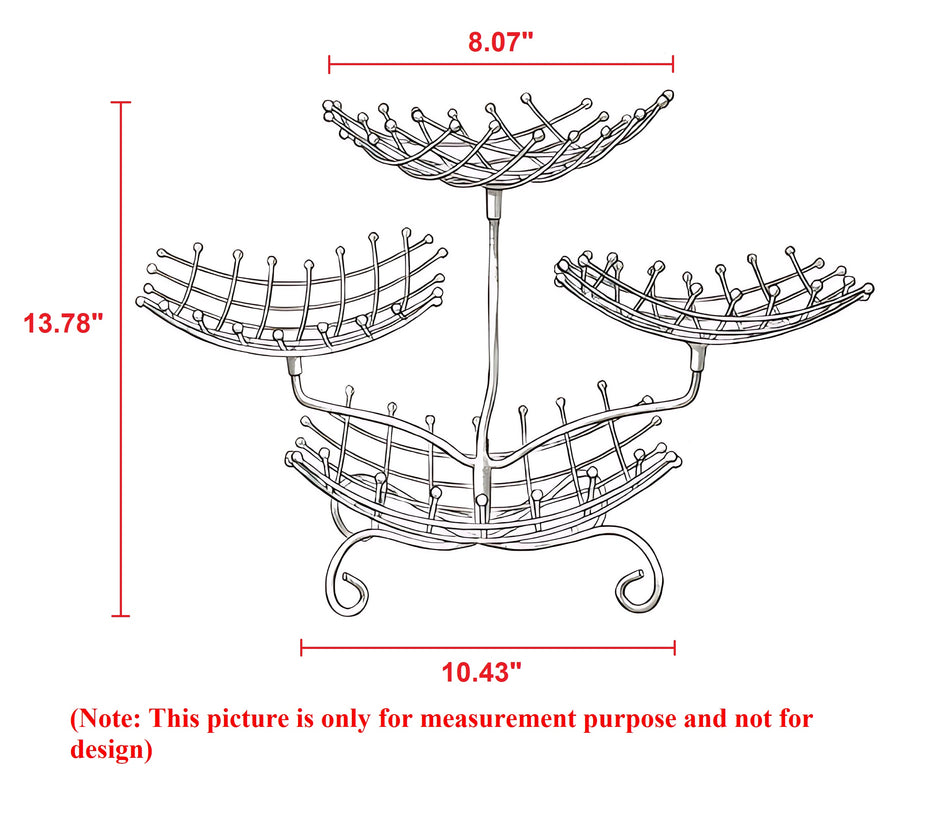Multilayer Tray Grid Style Metal Fruit Basket Stand / Ruchi