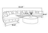 Curved Button Tufted Leather Sectional Sofa