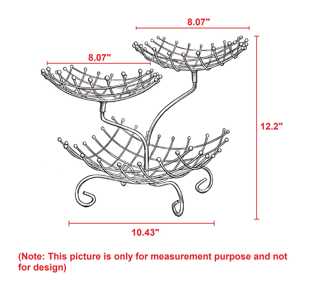 Multilayer Tray Grid Style Metal Fruit Basket Stand / Ruchi