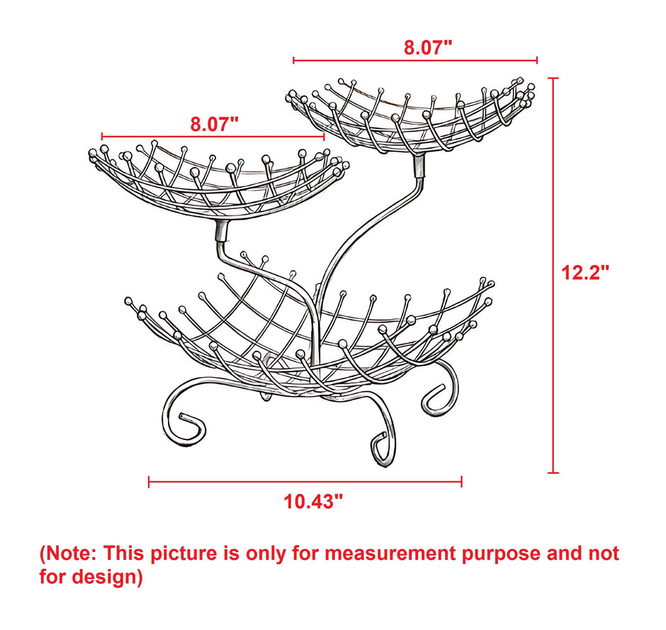 Multilayer Tray Grid Style Metal Fruit Basket Stand / Ruchi